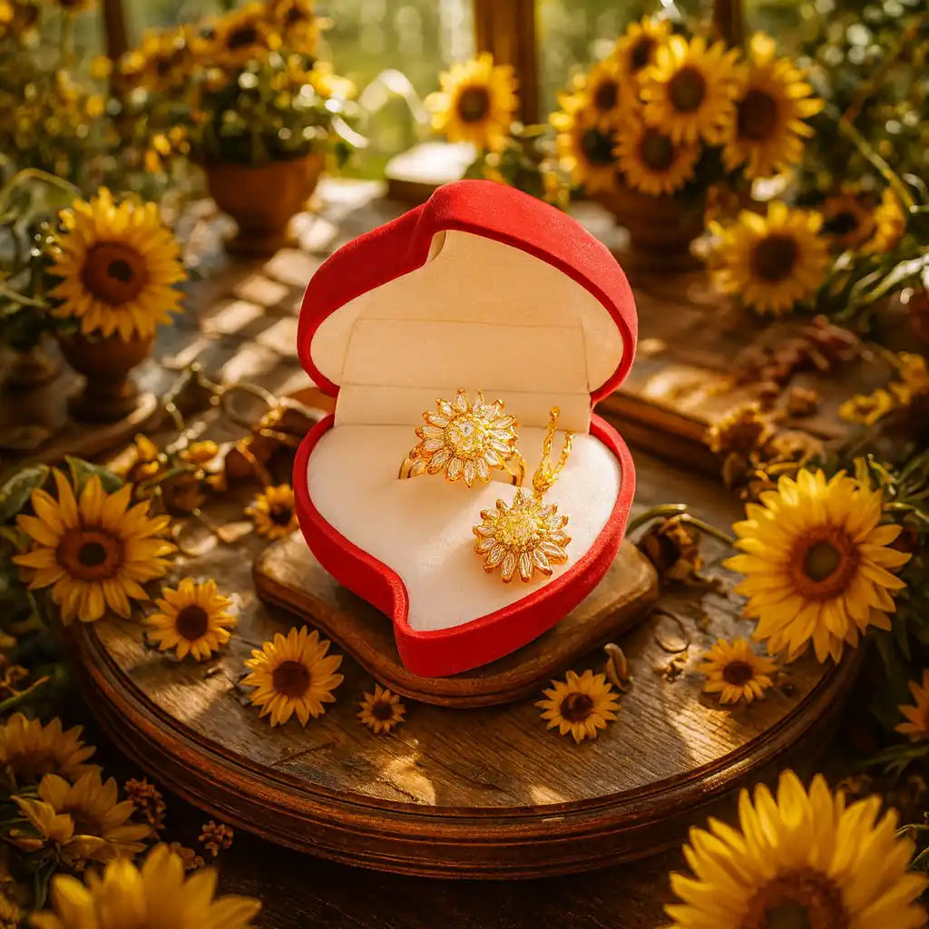Collar y Anillo Girasol - El Regalo Perfecto